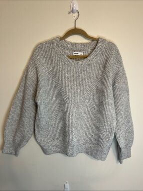 Sonoma Women’s Size L Light Gray Chunky Ribbed Crewneck Pullover Sweater